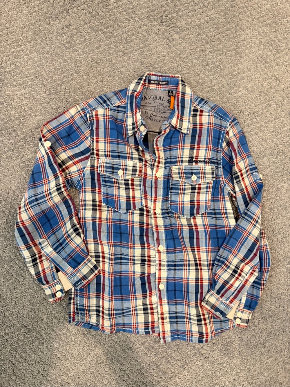 Mayoral Blue Red White Plaid Shirt